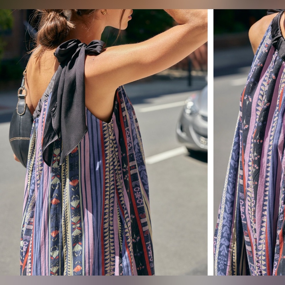 NWOT Free People Tova Maxi Dress - deep ocean combo - large - Picture 4 of 9